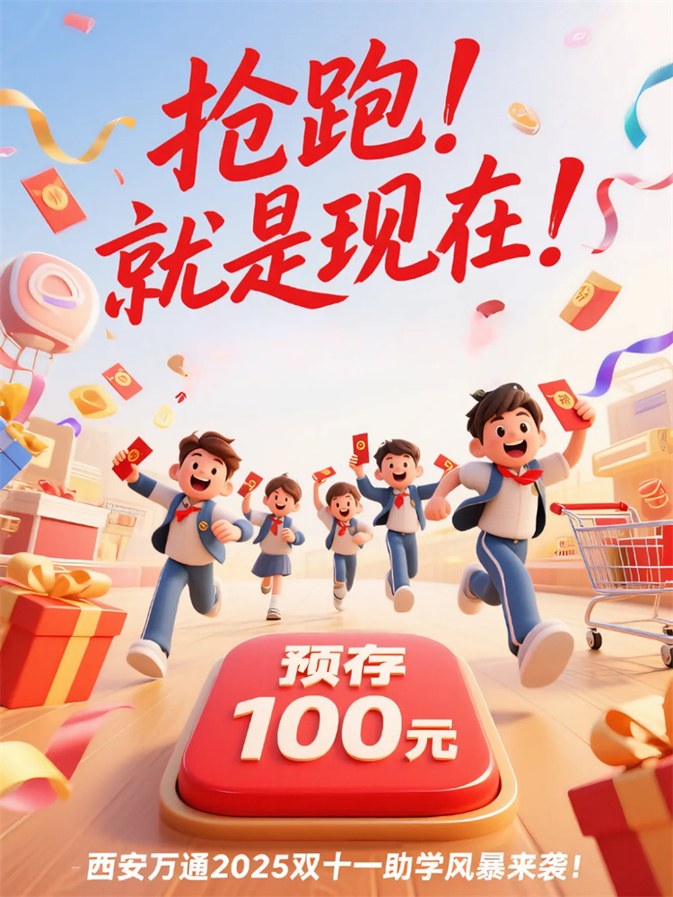 搶跑！就是現在！西安萬通2025雙十一助學風暴來襲！預繳100元狂攬六重豪禮，名企定向班助你鎖定高“新”未來！